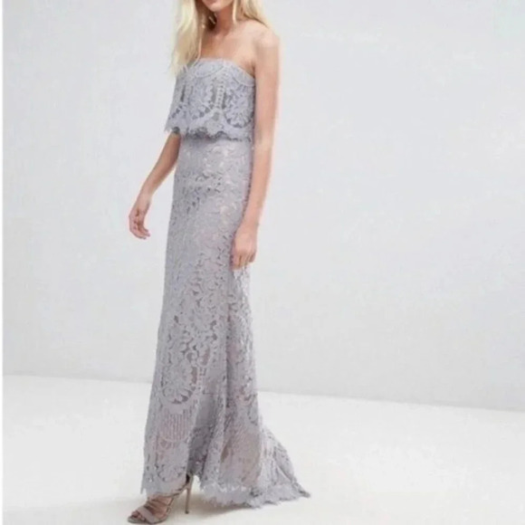 JARLO Adeline all over lace bandeau dress Gray - Picture 15 of 16